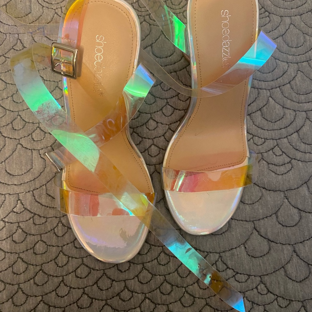 Shoe Dazzle Silver Sandals Reflective Glamour